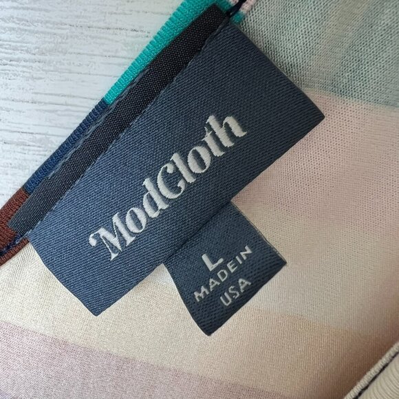 ModCloth Dress Womens Size Large Colorful Striped Elastic Waist Comfort Jersey - Picture 2 of 16